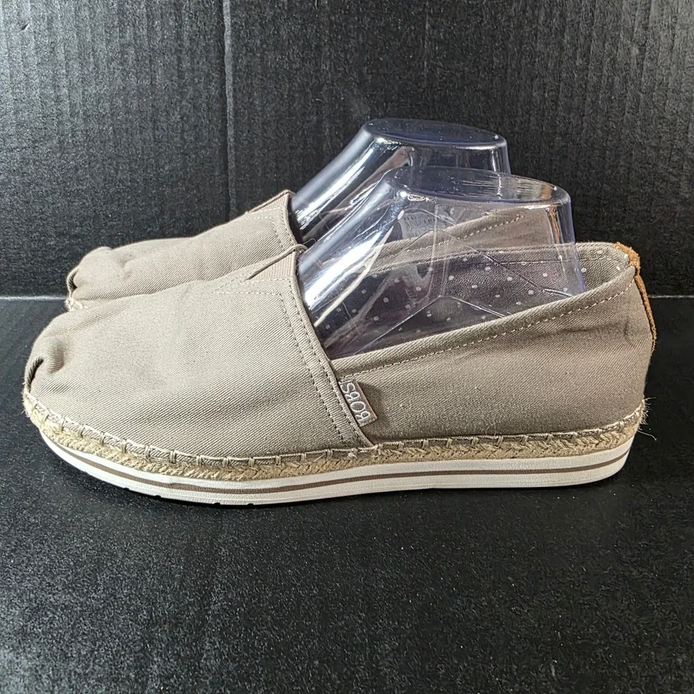 Skechers BOBS Highlights 2.0 Homestretch Womens Taupe Espadrille Slip On W9.5